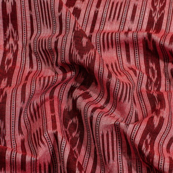  Maroon Two Tone Handloom Sambalpuri Ikat Pattern Cotton Fabric 1.07 Meters[42 inches] Width 