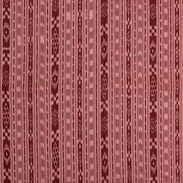  Maroon Two Tone Handloom Sambalpuri Ikat Pattern Cotton Fabric 1.07 Meters[42 inches] Width 