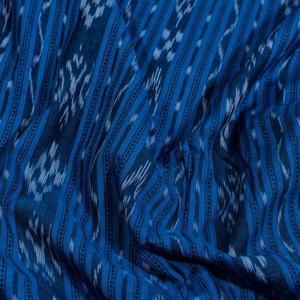 Teal Blue Handloom Sambalpuri Ikat Pattern Cotton Fabric 1.07 Meters[42 inches] Width 