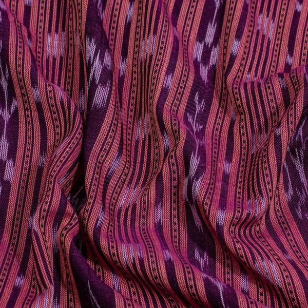 Peach To Magenta Two Tone Handloom Sambalpuri Ikat Pattern Cotton Fabric 1.07 Meters[42 inches] Width 