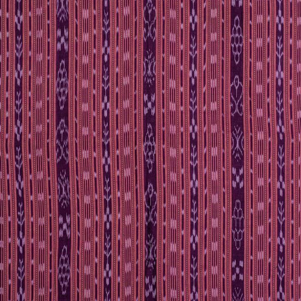 Peach To Magenta Two Tone Handloom Sambalpuri Ikat Pattern Cotton Fabric 1.07 Meters[42 inches] Width 