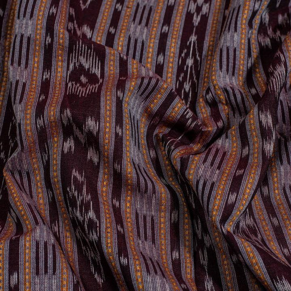 Coffee To Purple Two Tone Handloom Sambalpuri Ikat Pattern Cotton Fabric 1.07 Meters[42 inches] Width 