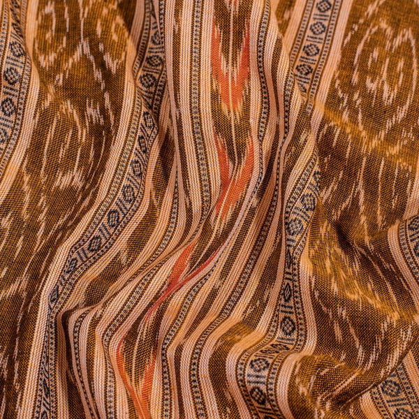 Peach Two Tone Handloom Sambalpuri Ikat Pattern Cotton Fabric 1.07 Meters[42 inches] Width 