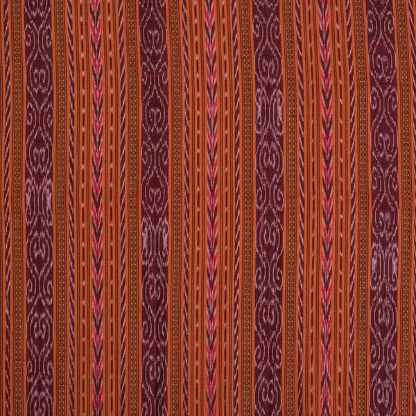 Maroon Two Tone Handloom Sambalpuri Ikat Pattern Cotton Fabric 1.07 Meters[42 inches] Width 