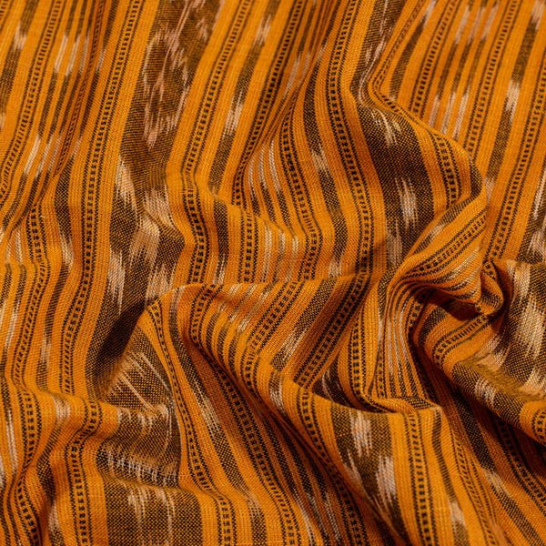 Mustard Orange Handloom Sambalpuri Ikat Pattern Cotton Fabric 1.07 Meters[42 inches] Width 