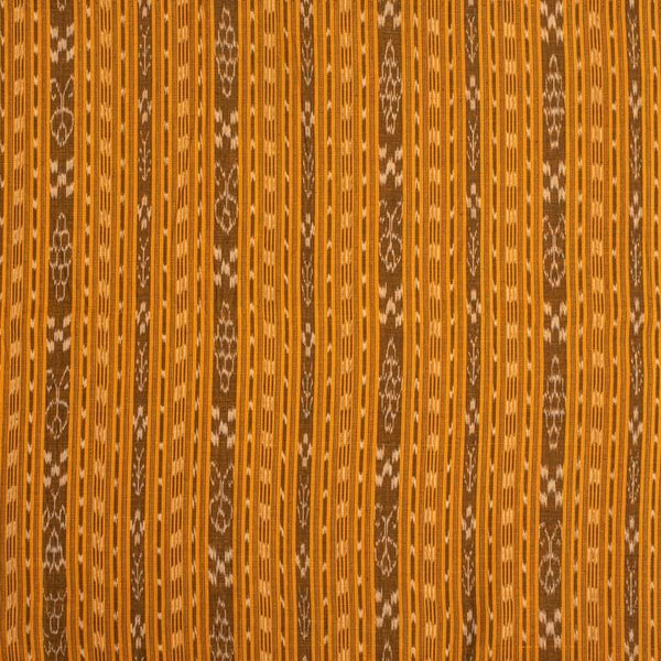 Mustard Orange Handloom Sambalpuri Ikat Pattern Cotton Fabric 1.07 Meters[42 inches] Width 