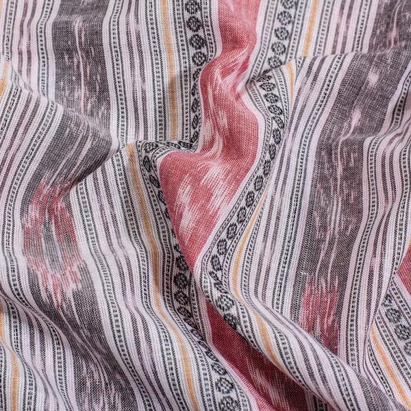 Grey White Handloom Sambalpuri Ikat Pattern Cotton Fabric 1.07 Meters[42 inches] Width 