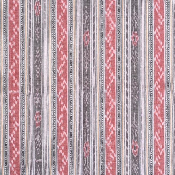 Grey White Handloom Sambalpuri Ikat Pattern Cotton Fabric 1.07 Meters[42 inches] Width 