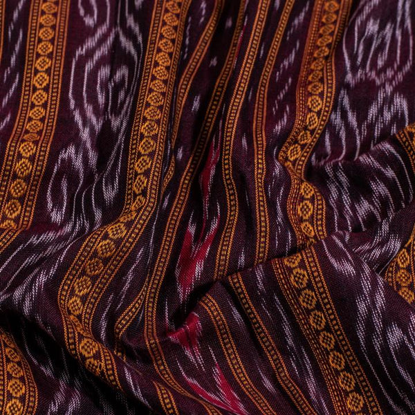 Ripe Plum Handloom Sambalpuri Ikat Pattern Cotton Fabric 1.07 Meters[42 inches] Width 