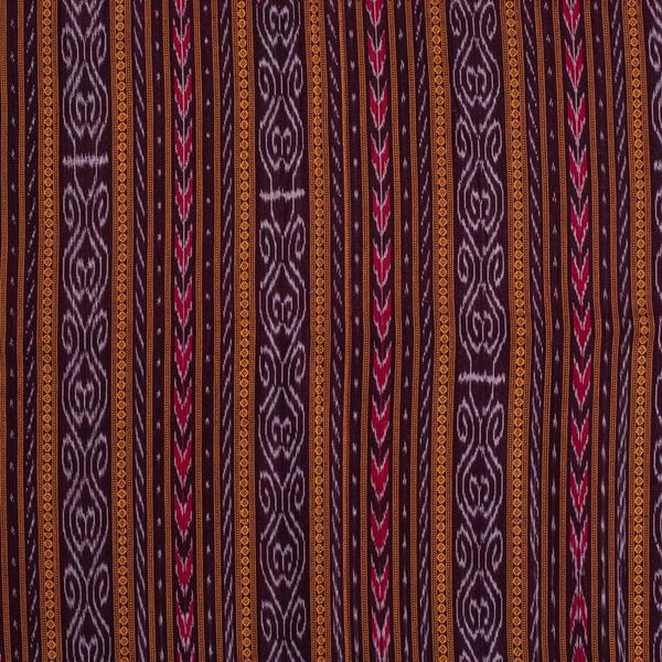 Ripe Plum Handloom Sambalpuri Ikat Pattern Cotton Fabric 1.07 Meters[42 inches] Width 