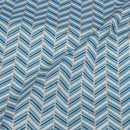 Blue Colour Gold Geometric Print Fine Cotton Fabric 42 inches Width