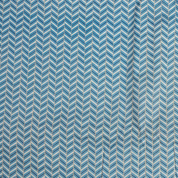 Blue Colour Gold Geometric Print Fine Cotton Fabric 42 inches Width