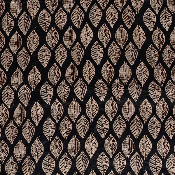 Black Colour Hand Block Print Gaji Fabric