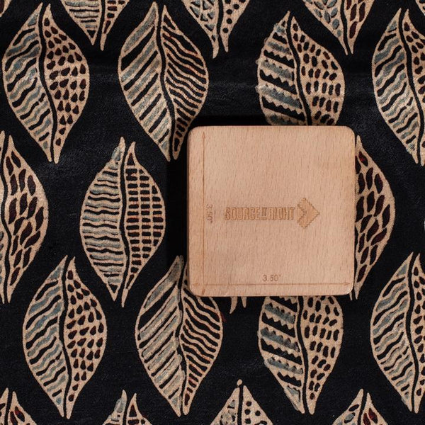 Black Colour Hand Block Print Gaji Fabric