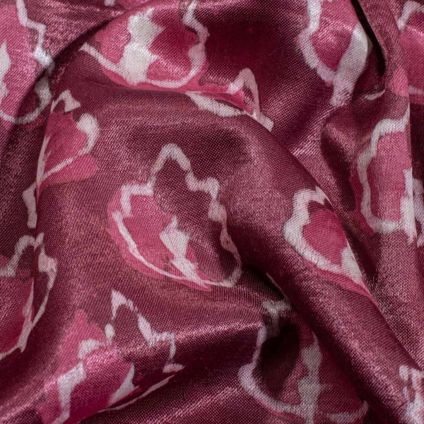 Dusty Rose Colour Dabu Print Mashru Gaji Fabric