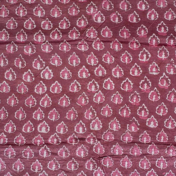Dusty Rose Colour Dabu Print Mashru Gaji Fabric
