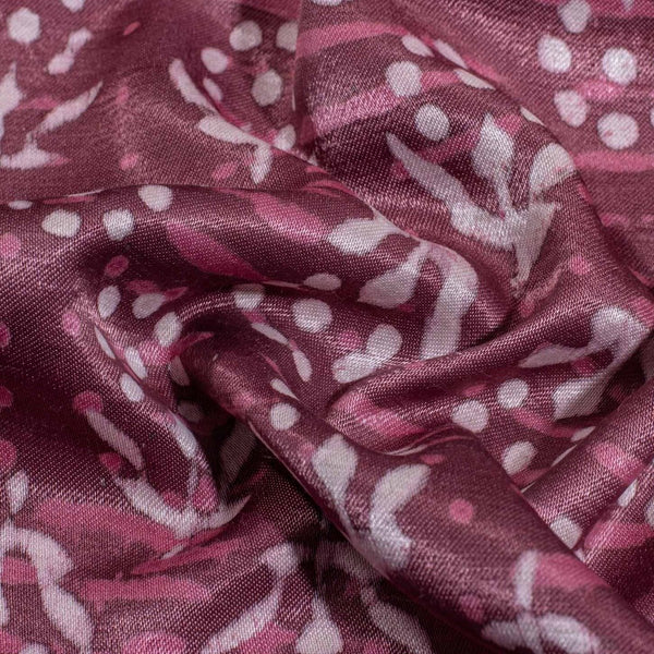 Dusty Rose Colour Dabu Print Mashru Gaji Fabric