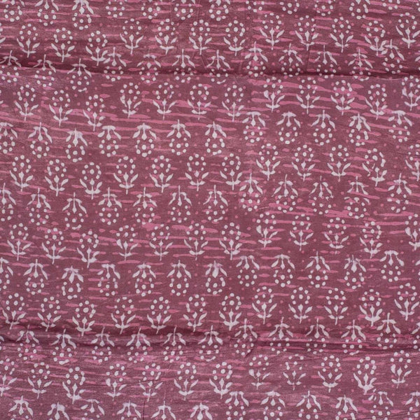 Dusty Rose Colour Dabu Print Mashru Gaji Fabric