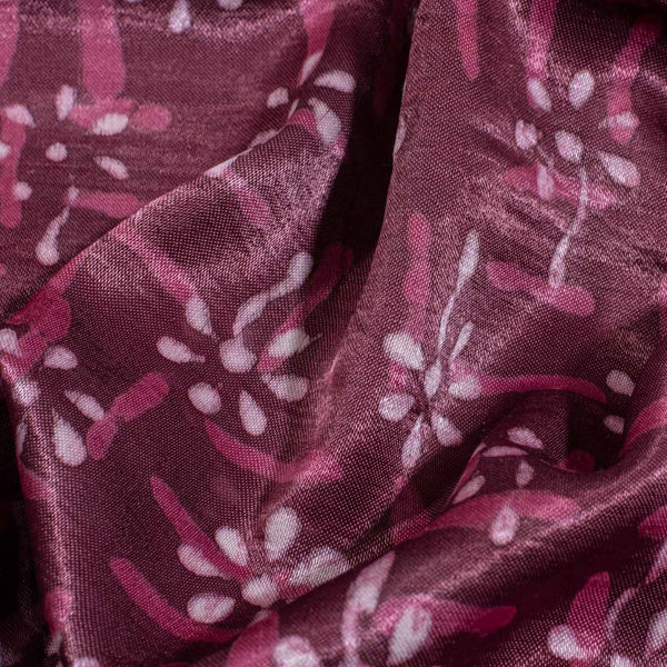 Dusty Rose Colour Dabu Print Mashru Gaji Fabric