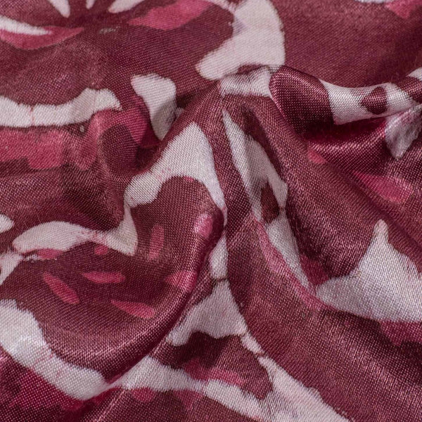 Dusty Rose Colour Dabu Print Mashru Gaji Fabric