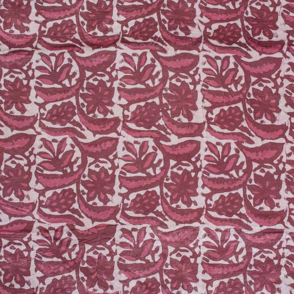 Dusty Rose Colour Dabu Print Mashru Gaji Fabric