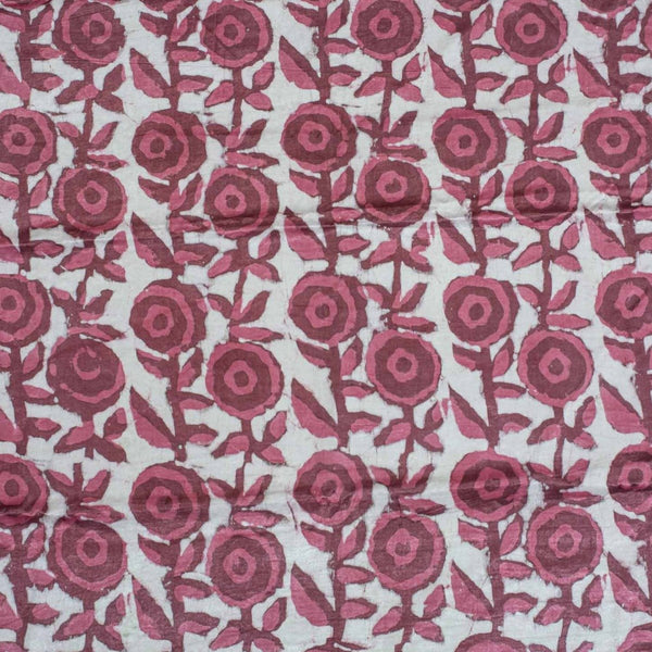 Dusty Rose Colour Dabu Print Mashru Gaji Fabric