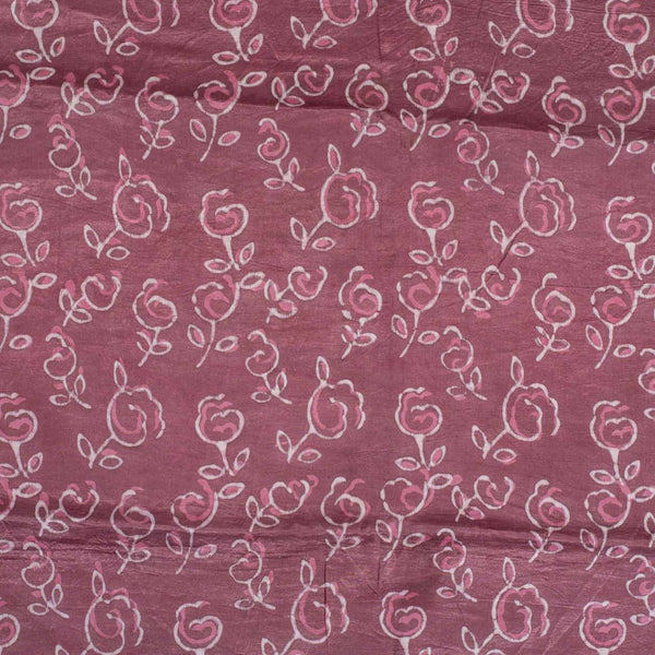 Dusty Rose Colour Dabu Print Mashru Gaji Fabric