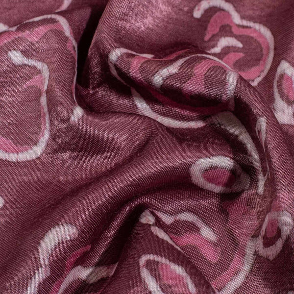 Dusty Rose Colour Dabu Print Mashru Gaji Fabric