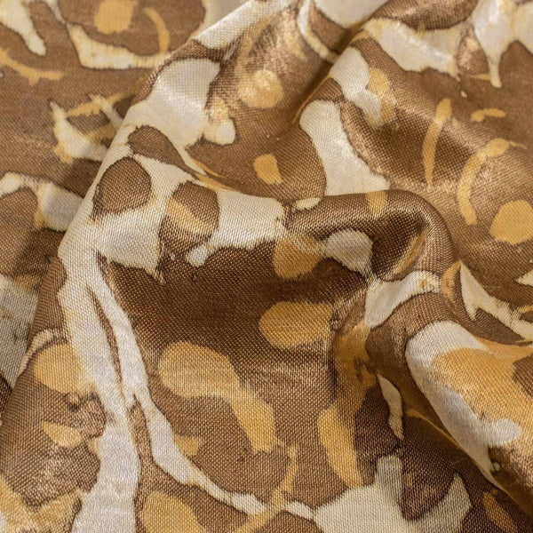 Bronze Mist Colour Dabu Print Mashru Gaji Fabric