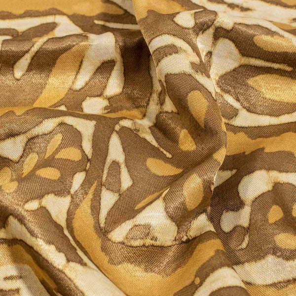 Bronze Mist Colour Dabu Print Mashru Gaji Fabric