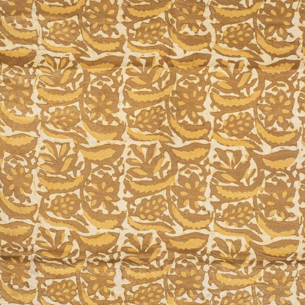 Bronze Mist Colour Dabu Print Mashru Gaji Fabric