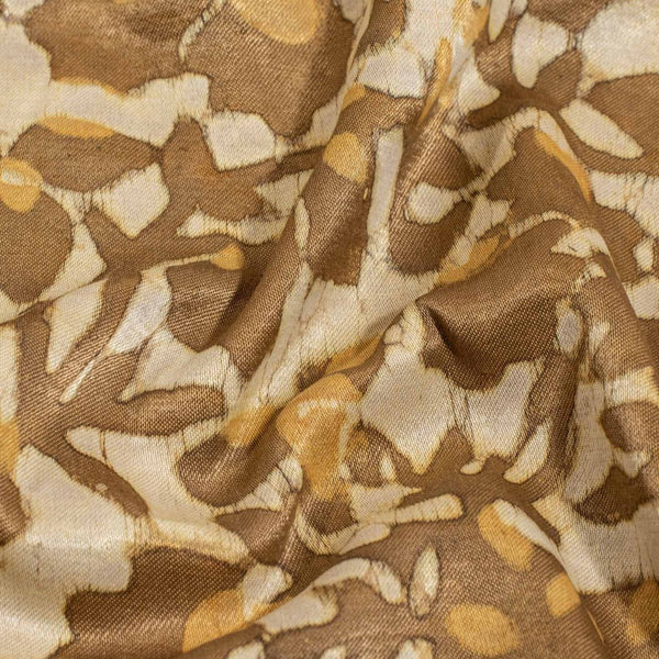 Bronze Mist Colour Dabu Print Mashru Gaji Fabric