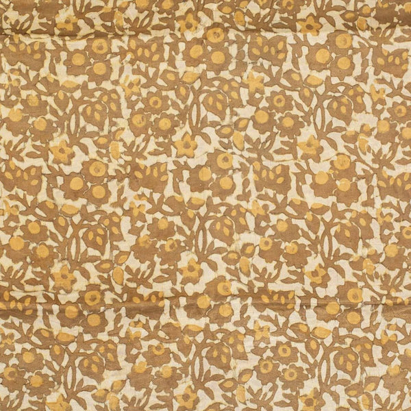 Bronze Mist Colour Dabu Print Mashru Gaji Fabric