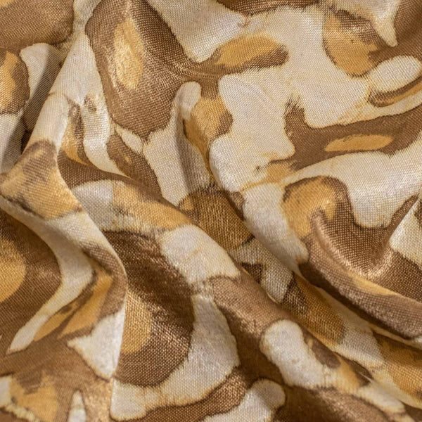 Bronze Mist Colour Dabu Print Mashru Gaji Fabric
