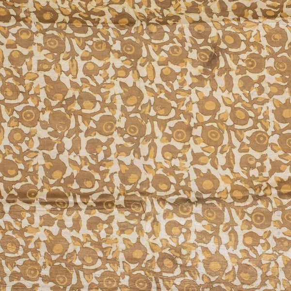 Bronze Mist Colour Dabu Print Mashru Gaji Fabric