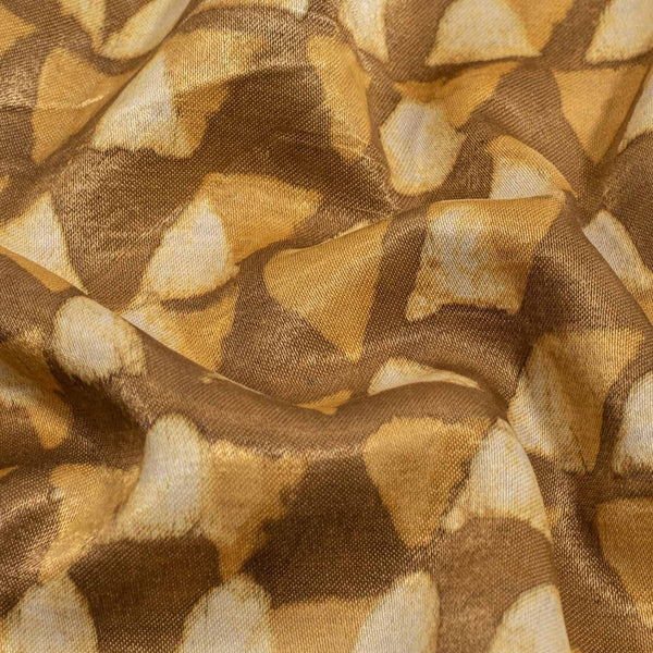 Bronze Mist Colour Dabu Print Mashru Gaji Fabric