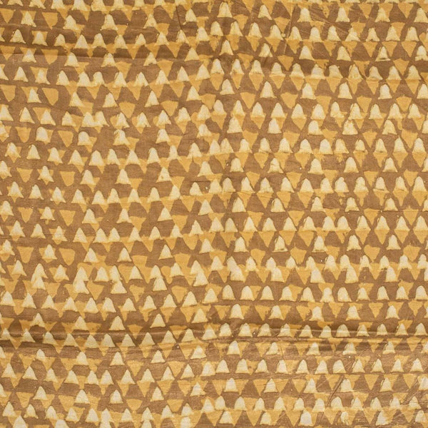 Bronze Mist Colour Dabu Print Mashru Gaji Fabric