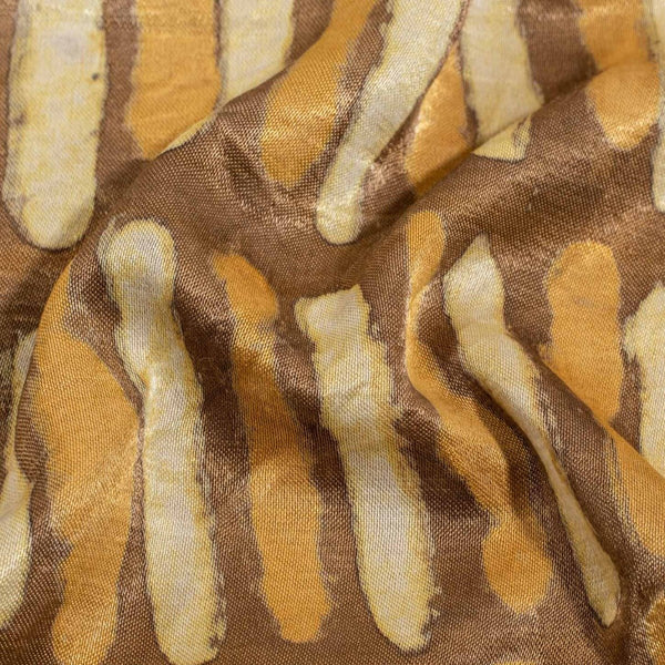 Bronze Mist Colour Dabu Print Mashru Gaji Fabric