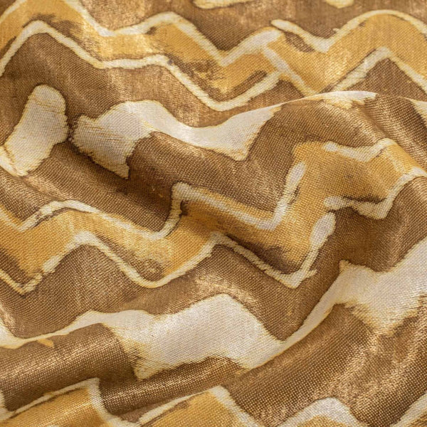 Bronze Mist Colour Dabu Print Mashru Gaji Fabric