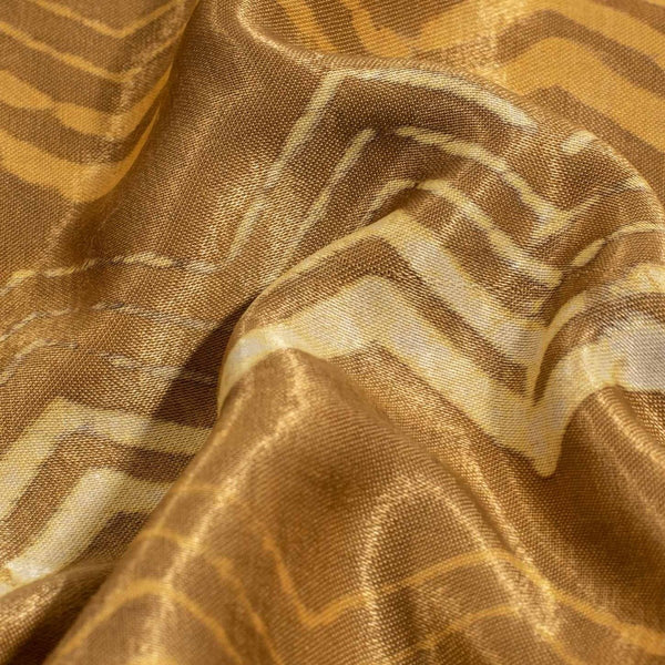 Bronze Mist Colour Dabu Print Mashru Gaji Fabric