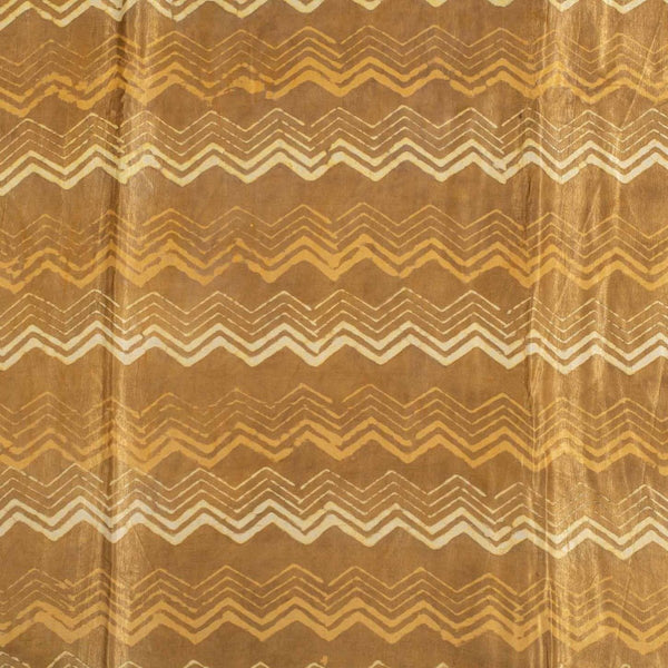 Bronze Mist Colour Dabu Print Mashru Gaji Fabric
