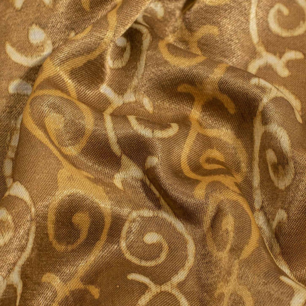 Bronze Mist Colour Dabu Print Mashru Gaji Fabric
