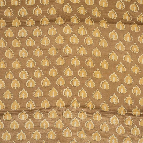 Bronze Mist Colour Dabu Print Mashru Gaji Fabric
