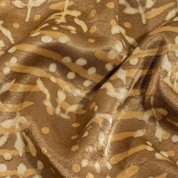 Bronze Mist Colour Dabu Print Mashru Gaji Fabric