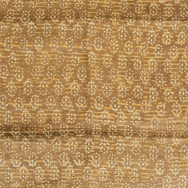 Bronze Mist Colour Dabu Print Mashru Gaji Fabric