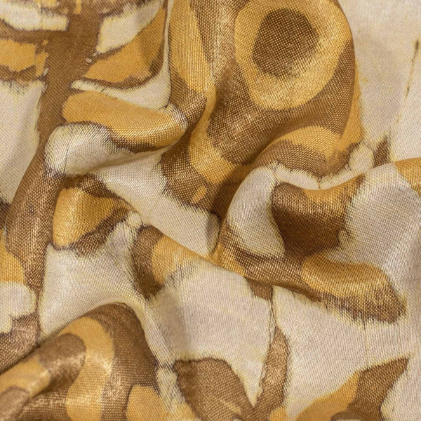 Bronze Mist Colour Dabu Print Mashru Gaji Fabric
