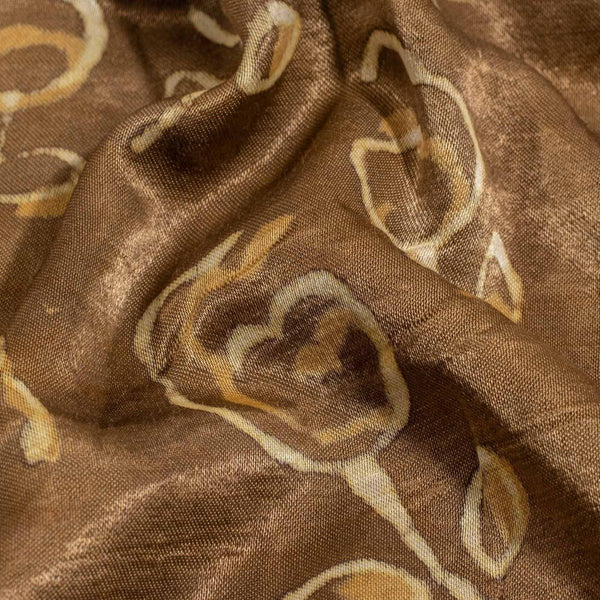 Bronze Mist Colour Dabu Print Mashru Gaji Fabric