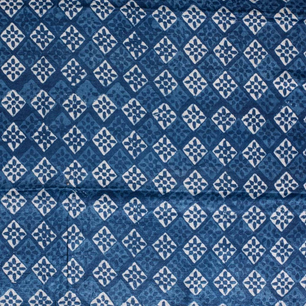 Indigo Colour Dabu Print Mashru Gaji Fabric