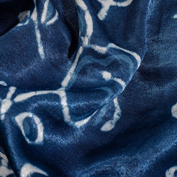 Indigo Colour Dabu Print Mashru Gaji Fabric