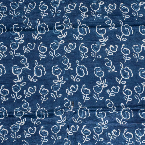 Indigo Colour Dabu Print Mashru Gaji Fabric